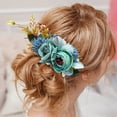 thumbnail image 3 of Boda novia peine pelo peine hoja floral clip tocado, fiesta de graduación chica Halloween Navidad festival, tamaño múltiple, 3 of 5