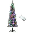 thumbnail image 1 of HOMCOM 6ft Pencil Artificial Christmas Tree w/ Remote, Flocked Xmas Tree, 1 of 10