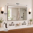 thumbnail image 2 of Niveal Wall Mirror for Bathroom,48" x 36" Oil-Rubbed Bronze Bathroom Mirror,Anodized Aluminum Frame with Rounded Corner, Rectangle Wall Mounted Mirror Decorative for Bathroom, 2 of 12