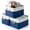 White&Blue-3PCS, variant on Medium Canvas Storage Baskets White Grid-3PCS Fabric Organizing Bins