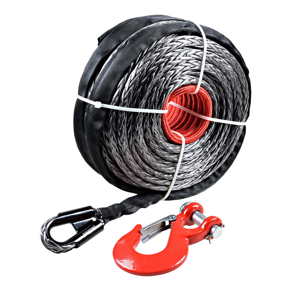 3/8 x 95 BLACK Synthetic Winch Line Cable Rope w/ Stainless Steel Thimble ATV UTV JEEP KFI Truck 