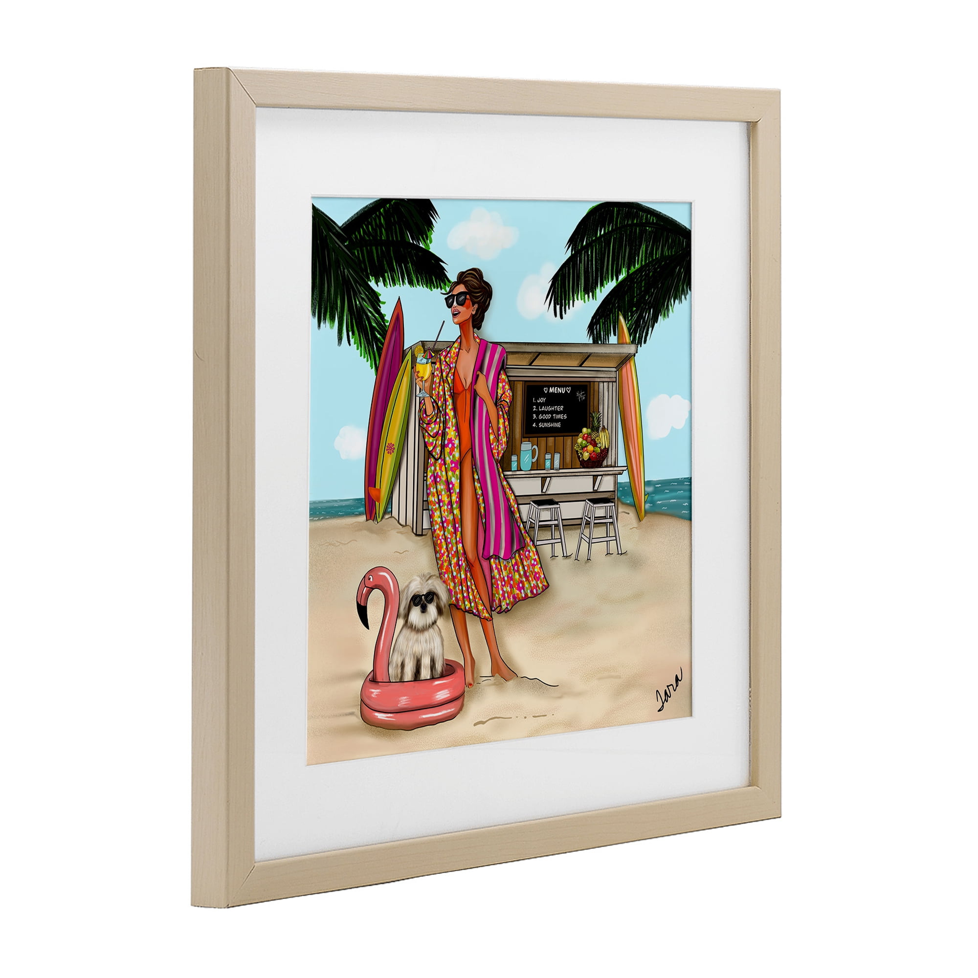 Stupell Industries Beach Girl in Summer Sun Birch Framed Print Under Glass, design by Tara Boone