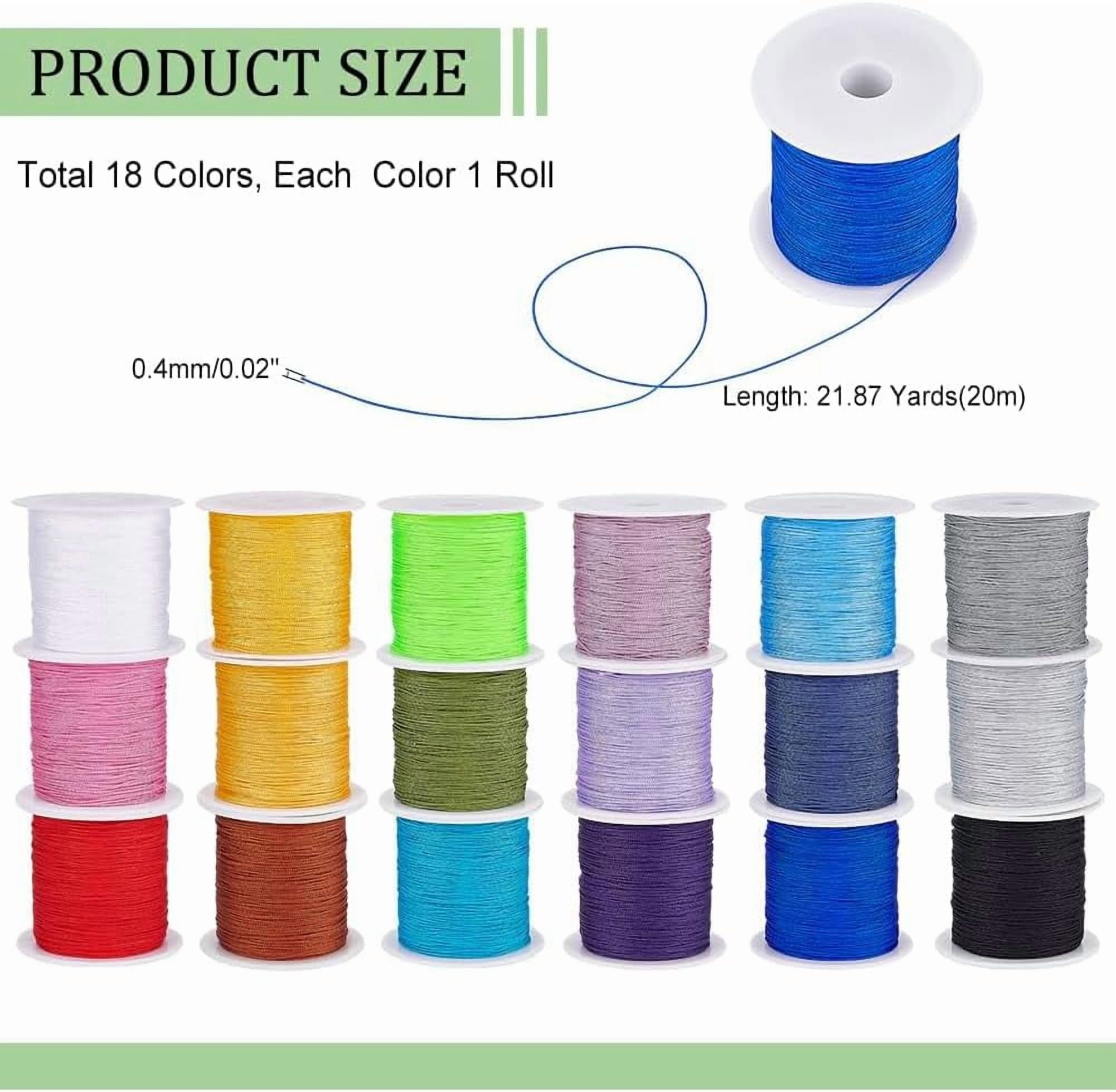 PH 378 Yards Nylon String Thread 18 Colors 0.4mm Beading String Bracelet Cord Chinese Knotting Cord for Jewelry Making Macrame Friendship Bracelets Christmas Ornament Colorful