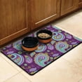 thumbnail image 3 of Retro Paisley Floral Dog Feeding Mat - Waterproof Non-Slip Pet Food Mat, Absorbent Foam Core, Ethnic Design, 3 of 5