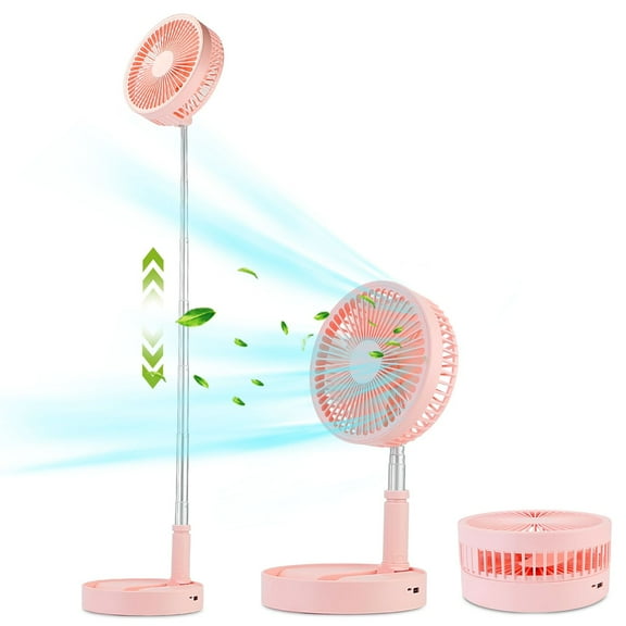 Portable Folding Desk Fan Quiet Low Noise Table Fan USB Rechargeable Telescopic Standing Floor Fan for Home Office Camping Hiking Travel
