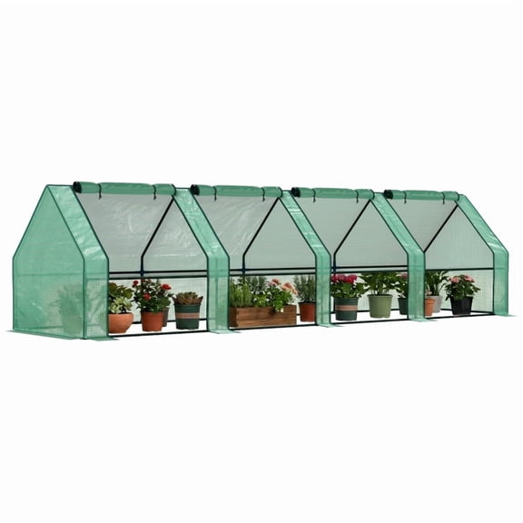 Alvantor Greenhouse Portable Mini Greenhouse with Large Zipper Doors & PE Cover 11.8'x3'x3' Green