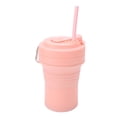 thumbnail image 1 of Taza de café plegable de silicona con aislamiento térmico y buen sellado, con pajita, 550 ml, color rosa, 1 of 14