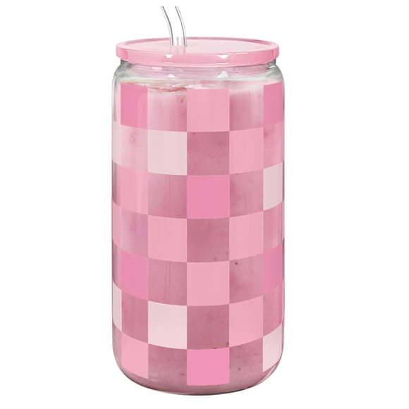 Vaso para beber SANDJEST Checker, vaso de cristal de 473 ml