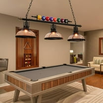 AFANQI 3-Light Billiard Table Chandelier, Industrial Pool Table Hanging Lamp with Clear Glass Shade