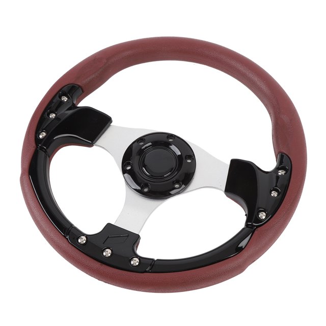 13in Racing Style Steering Wheel, PU Leather 6 Hole Racing Steering Wheel for Car, with Aluminum Frame, Installation Screws & Wrench