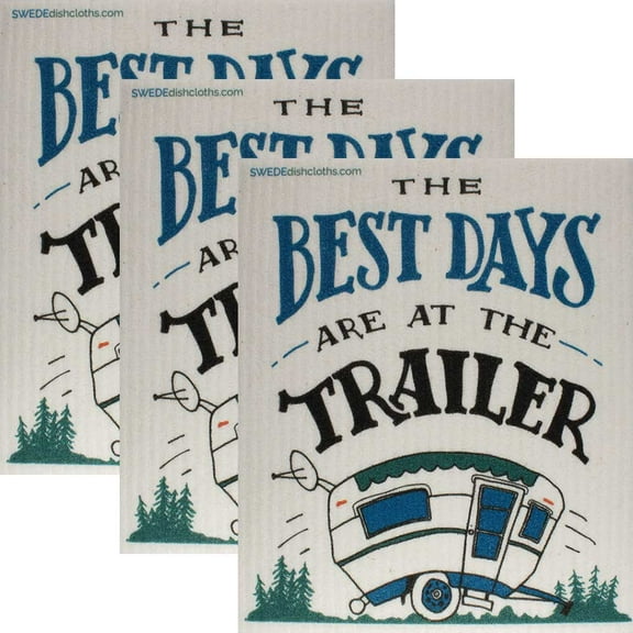 Swedish Dishcloth Set of 3 Cloths (Best Days Trailer) Paper Towel Replacements | Swededishcloths | ECO Friendly Reusable Sponge Cloths