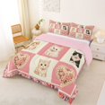 thumbnail image 2 of Homewish Cartoon Cat Animals Checkered Queen Comforter Set,Pink Flowers Comforter Sets Queen,Pink Reversible,3pcs,1 Comforter and 2 Pillowcases, 2 of 7