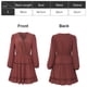 thumbnail image 2 of Vestido de mujer, manga larga, escote en V, minivestido, cintura alta, vestido informal, regalo para mujer, 2 of 7