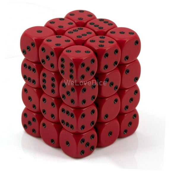 Chessex CHX25814 Dice - Opaque: 36D6, Red/Black
