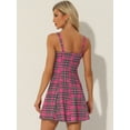 thumbnail image 4 of DARING DIVA Plaid Check Strap Zipper Front Sleeveless Dress S Hot Pink, 4 of 5