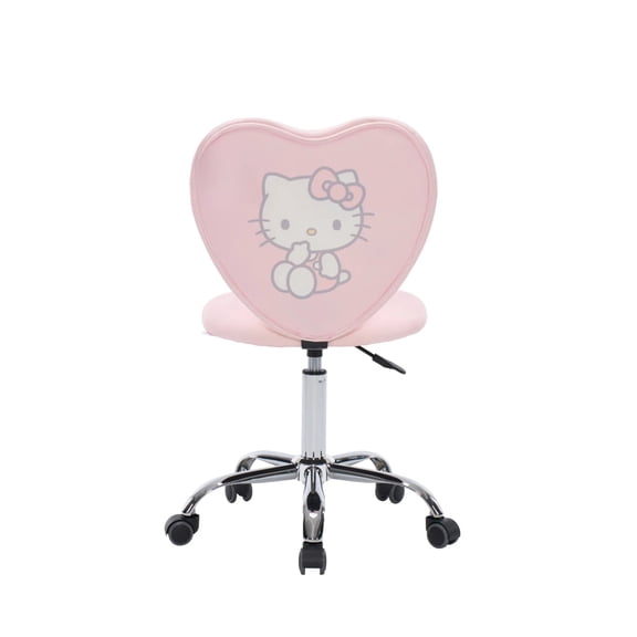 Impressions Vanity Hello Kitty Sweet Heart Swivel Vanity Chair with Heart Shaped Velvet Makeup Chair