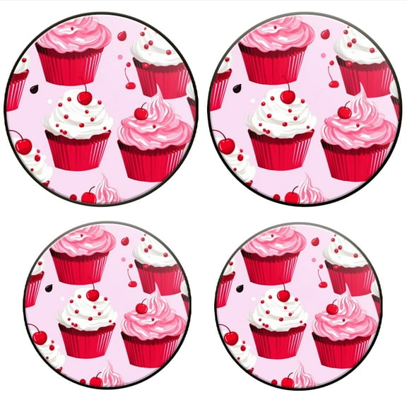 Bahomeck Electric Stove Burner Covers Set Of 4,Cupcakes WithCherry On Top In Pink Metal Gas Stove Burner Covers,Protecting Gas Stoves,8 Inch And 10 Inch