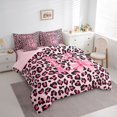 thumbnail image 3 of Manfei Ribbon Monogrammed B Twin Bedding Sets 7-Piece for Girl, Kawaii Princess Style Bedding Comforter Set, Chic Pink Cheetah Print Reversible Sheet Sets, Super Cozy Room Decor, 3 of 7