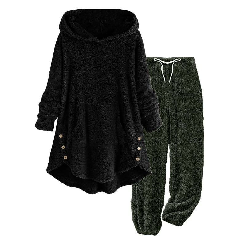 UAMVSH Womens Fuzzy Sherpa 2 Piece Outfits Plus Size Fleece