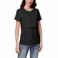 thumbnail image 5 of THDHVS Maternity Shirts for Women,Maternity T Shirts,Womens Maternity Shirts Casual Textured Short Sleeve Crew Neck Spring Summer Pregnancy Tops Black 2XL, 5 of 7