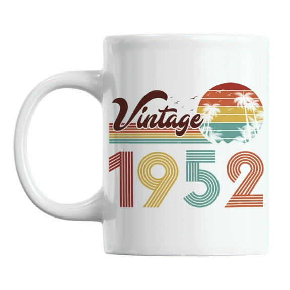 Vintage 1952 feat. Retro Sunset & Palm Trees Ceramic Coffee & Tea Mug (11oz)