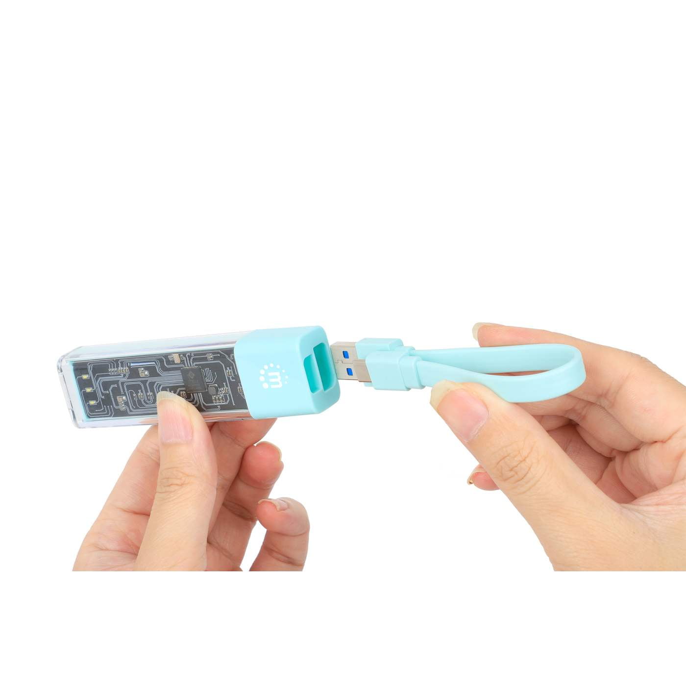Manhattan Transparent 4-Port USB 3.0 Type-C / Type-A Combo Hub | Teal
