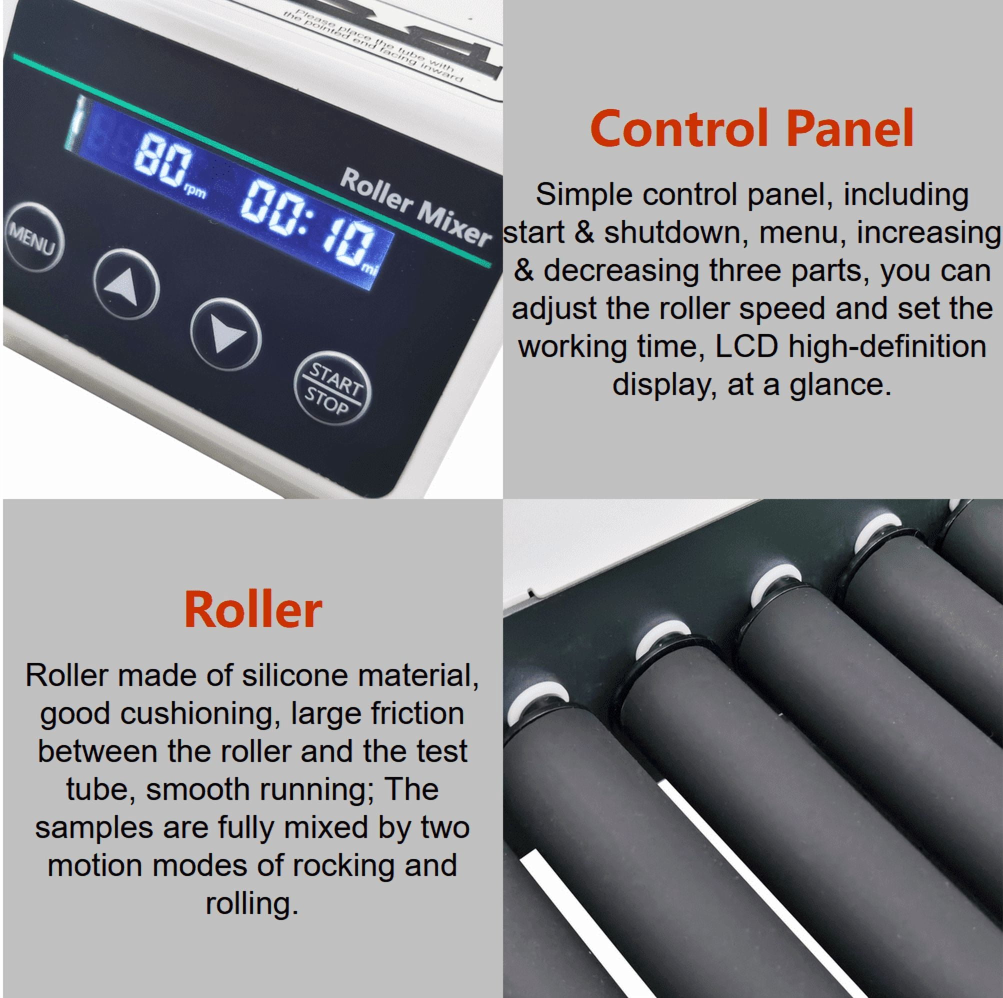 8 Roller Blood Liquid Test Tube Mixer LCD Digital Roller Mixer Blood Oscillator 110-220V