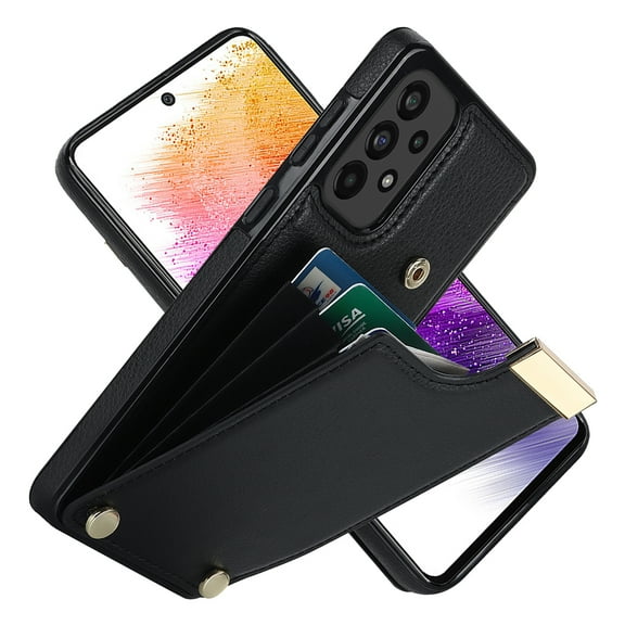 Wallet Case for Samsung Galaxy A53 5G, Vintage Premium PU Leather Ultra Slim Case with Card Holder, Protective Anti-drop Magnetic Clasp Phone Case for Samsung Galaxy A53 5G, Black