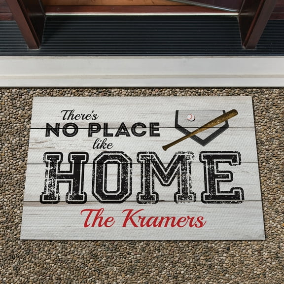 There's No Place Like Home Baseball Personalized Doormat