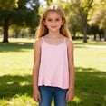 thumbnail image 6 of Rggeeun Toddler Girls Blouses Cute Striped Pattern Spaghetti Strap Sleeveless Camisole Flowy U Neck Knit for Summer Play Sports Cozy Tops,Pink,11-12 Years, 6 of 7