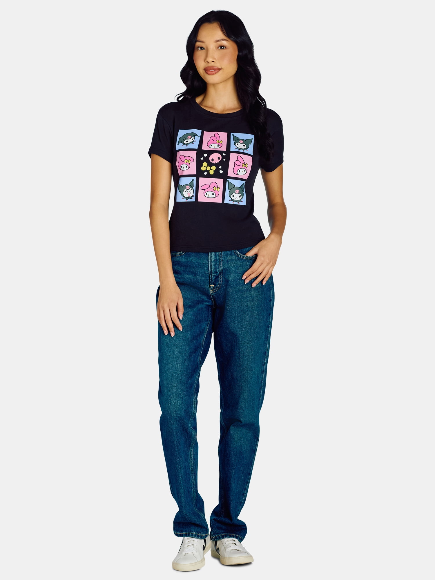 My Melody and Kuromi Women’s Cotton Graphic Tee with Short Sleeves, Sizes XS-XL