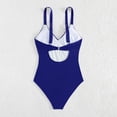 thumbnail image 4 of Staron Women's Solid Color Backless Swimsuit One Piece with Removable Padded Bra High Cut Monokini Bathing Suit, Blue XXL, 4 of 6
