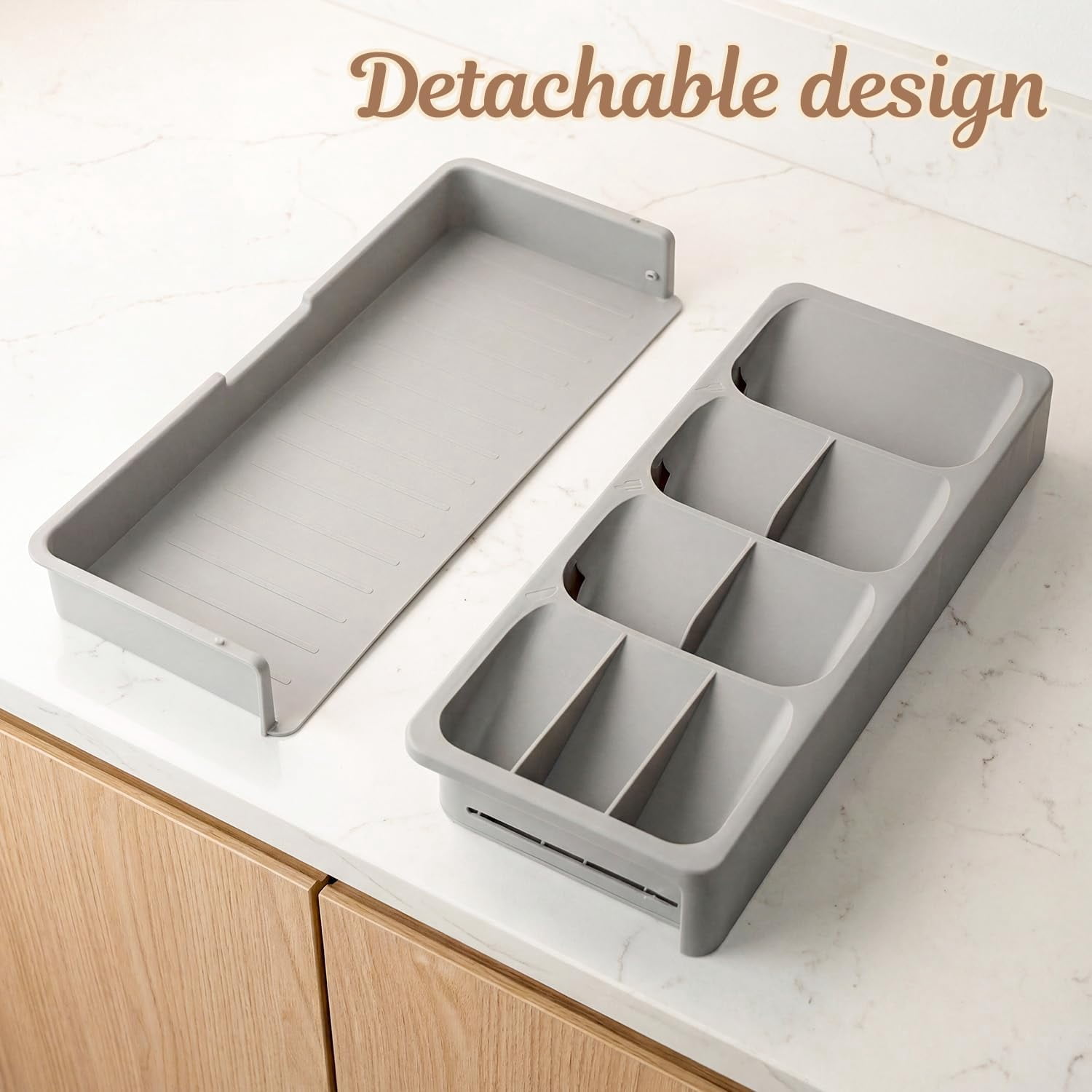 mirlewaiy Expandable Silverware Drawer Organizer Tray, Adjustable Utensil Holder for Kitchen Drawers, BPA-Free Plastic Cutlery and Flatware Storage Divider