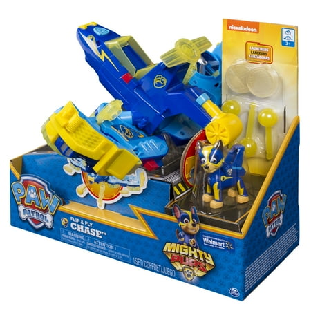 Paw Patrol Mighty Pups Chases Flip Fly 2 In 1 Transforming Vehicle With Launchers Walmart Exclusive For Ages 3 And Up