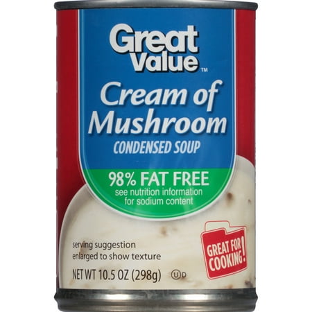 Great Value Condensed Soup, Cream of Mushroom, 98% Fat Free, 10.5 (Best Canned Cream Of Mushroom Soup)