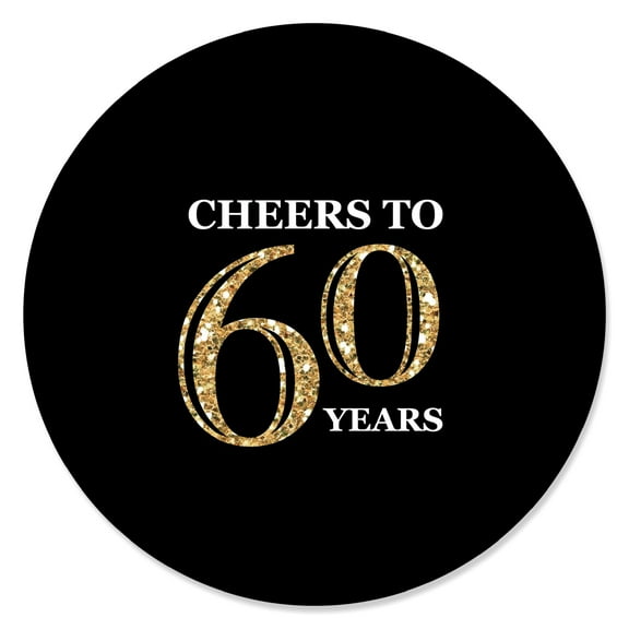 Big Dot of Happiness Adult 60th Birthday - Gold - Birthday Party Circle Sticker Labels - 24 Count