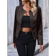 thumbnail image 5 of Women'S Plus Size PU Leather Jacket Zip Up Crew Neck Long Sleeve Jacket Outerwear Brown L, 5 of 9
