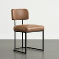 thumbnail image 3 of Spruce & Spring Modern Low-Back Metal Dining Chair with Upholstered Seat Set of 2, Brown&Black Metal Frame, 3 of 8