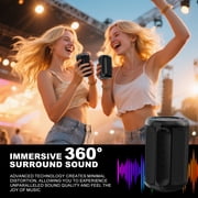 Jierben Waterproof Speaker, 12W Portable Bluetooth Speaker, LED Lights, Portable Outdoor Wireless Speaker for Shower, Beach, Travel, Gift Ideas, Gray