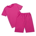 thumbnail image 2 of KOMOO Women 2PCS Shorts Outfits Short Sleeve Loose Tee Slim Shorts Summer Sports Suit Oversize, 2 of 8