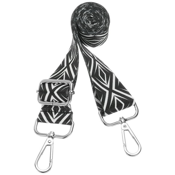 Purse Straps Replacement Crossbody, Purse Strap Crossbody Straps Adjustable Replacement Universal Long Handbag Shoulder Stripe Black White Pattern for Purses, Silver, Rhombic