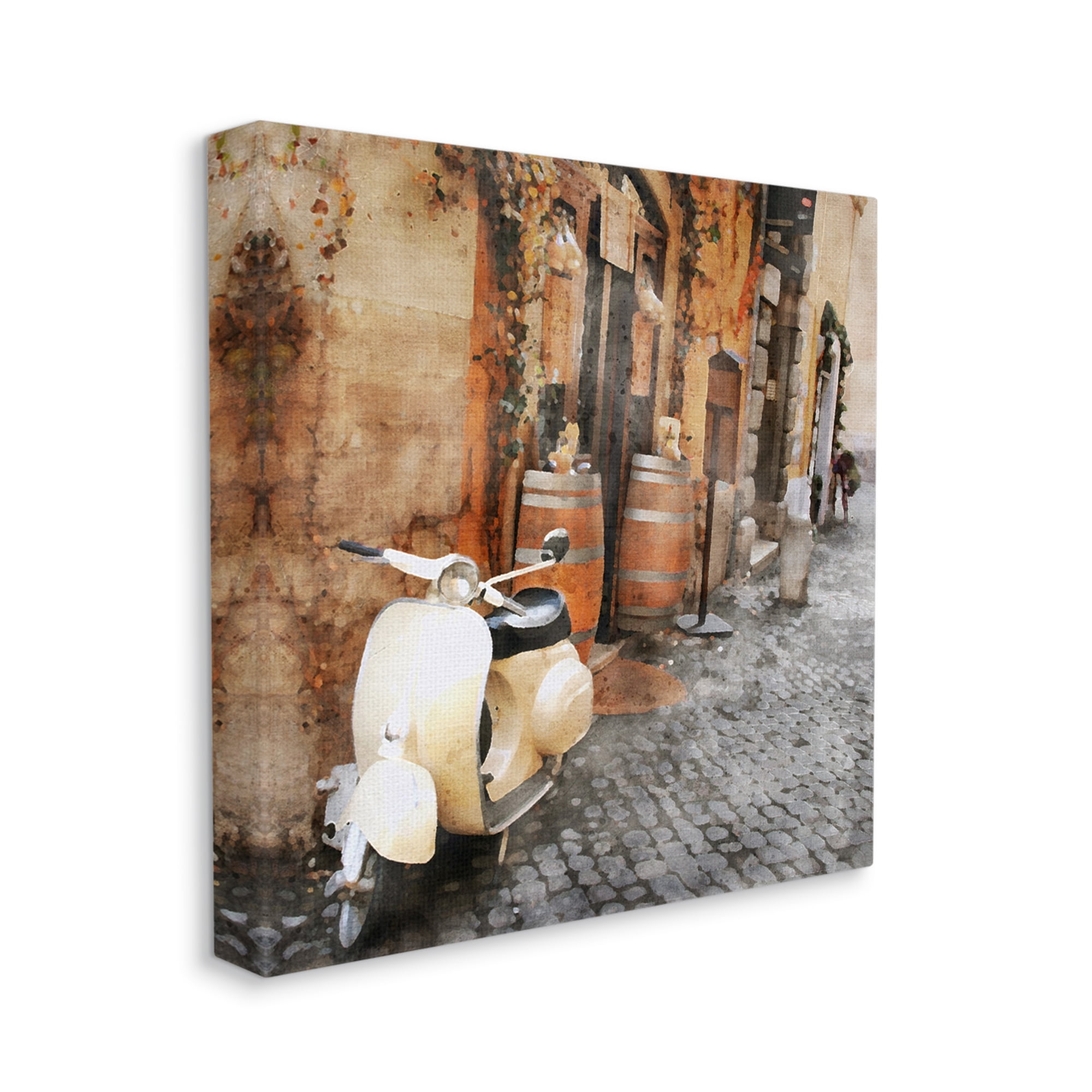 Stupell Industries Moped in Town Alley Travel & Places Painting Gallery Wrapped Canvas Print Wall Art, 36 x 36