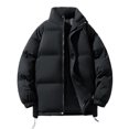 thumbnail image 2 of Men's Winter Trend Wear Loose Thick Down Cotton Clip Multi-pocket Solid Color Casual Hooded Vest Coat-Lightweight for Cold Weather Outdoor Sports,Daily Layering,and Christmas,Dark Blue,XL, 2 of 5