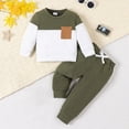 thumbnail image 2 of TOWED22 Infant Toddler Baby Boy Fall Winter Clothes 2pcs Graphic Print Long Sleeve Sweatshirt Tops and Stretch Pants Cute Baby Boy Outfit Clothing(Green,9-12 M), 2 of 7