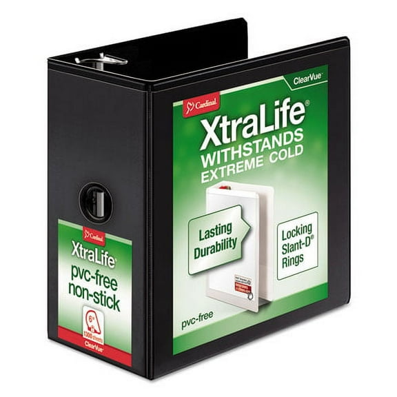 Xtralife Clearvue Non-Stick Locking Slant-D Ring Binder, 3 Rings, 6" Capacity, 11 X 8.5, Black | Bundle of 2 Each