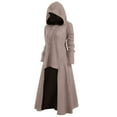 thumbnail image 3 of LEKODE cloak with sleeves renaissance cloak cloak with hood women adult capes Women Plus Size Cloak Sweater Plus Hooded Low Fashion Tops High Blouse Womens Vintage Women's Coat Beige L, 3 of 4