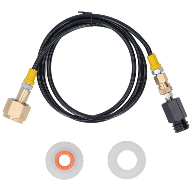 Adaptador de recarga de soda, conector de tanque de llenado de cartucho de cilindro de CO2 con manguera de 60 pulgadas, manguera de alta presión CGA320