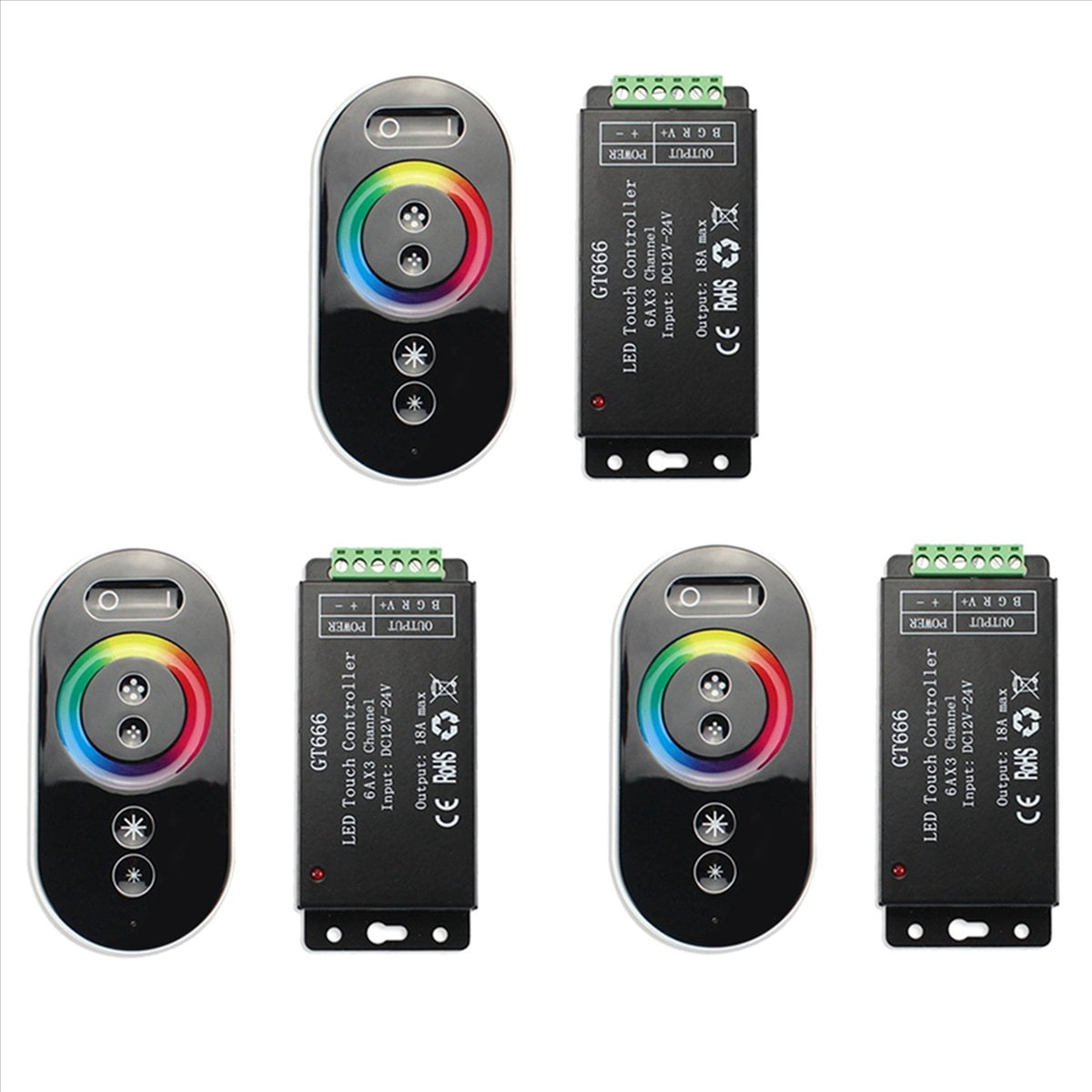 Controles Leds 3X GT666 RGB LED Controlador de Tira de LED InaláMbrico RF Control ...