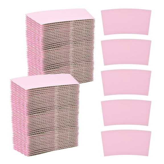 200pcs Disposable Coffee Cup Sleeves, Cardboard Cup Sleeves for Paper Cups Insulation Hand Protection Pink