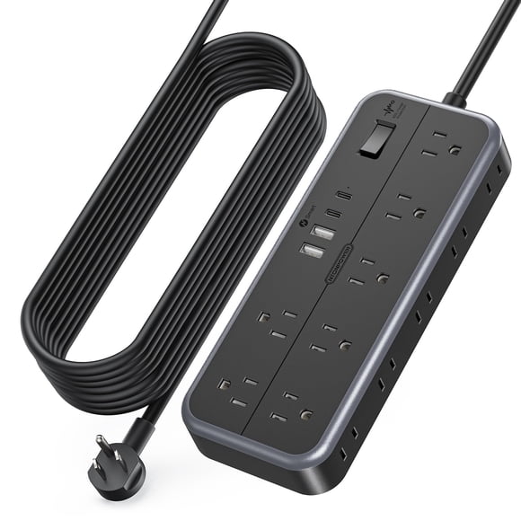 NTONPOWER Cable de extensión de 15/25 pies con múltiples tomacorrientes, regletas con protección contra sobretensiones, cable de extensión largo protector contra sobretensiones para el hogar, oficina,